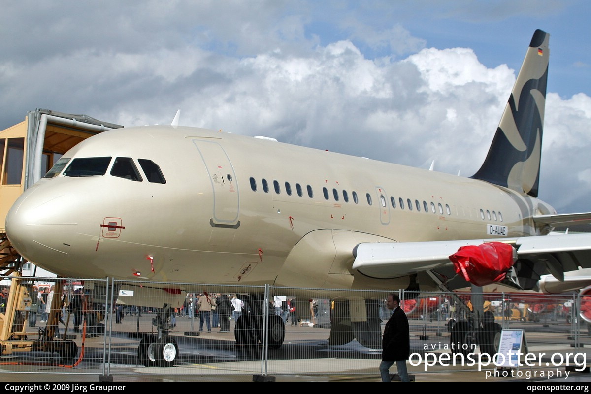 D-AUAE - Al Jaber Aviation Airbus A318-112 Elite at Hamburg Finkenwerder Airport (XFW/EDHI) taken by Jörg Graupner | openspotter.org | ID: 5219
