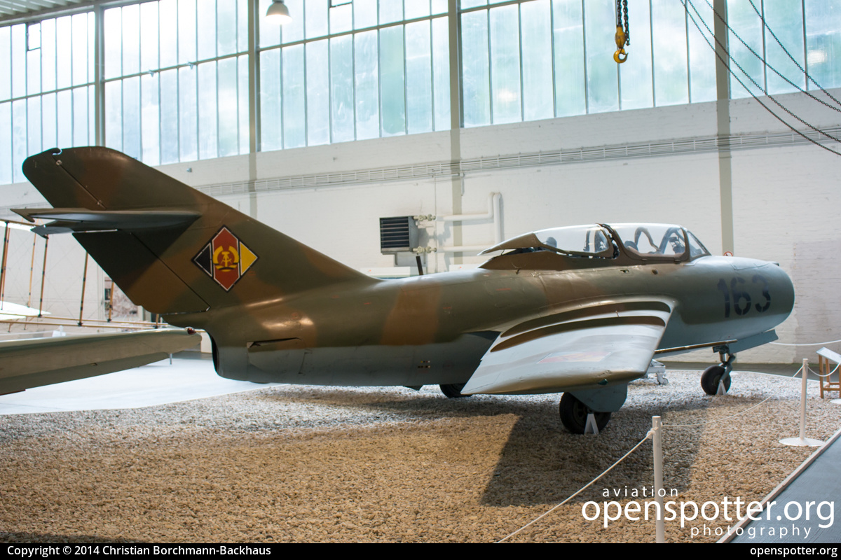 163 - Luftstreitkräfte der DDR (East German Air Force) Mikoyan-Gurevich MiG-15UTI Midget at RAF Gatow (GWW/EDBG) taken by Christian Borchmann-Backhaus | openspotter.org | ID: 41609