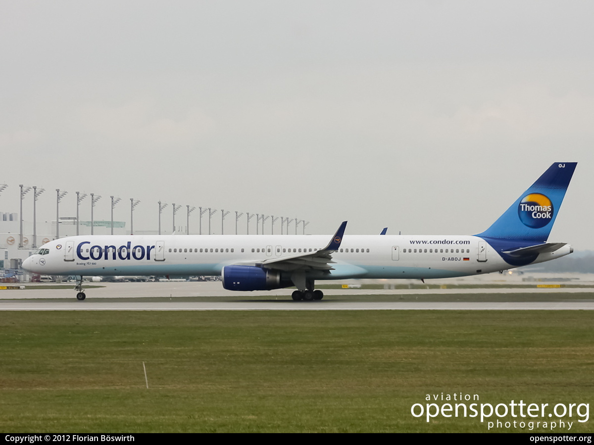 D-ABOJ - Condor Boeing 757-330(WL) at Franz Josef Strauss International Airport (MUC/EDDM) taken by Florian Böswirth | openspotter.org | ID: 2748