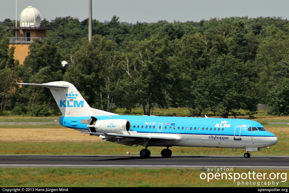 PH-KZP - KLM Cityhopper Fokker F70 at Berlin-Tegel Airport (TXL/EDDT) taken by Hans-Jürgen Mind | openspotter.org | ID: 8975