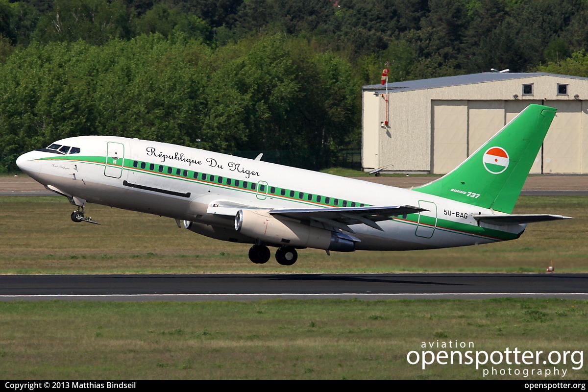 5U-BAG - Niger Goverment Boeing 737-2N9C(A) at Berlin-Tegel Airport (TXL/EDDT) taken by Matthias Bindseil | openspotter.org | ID: 7074