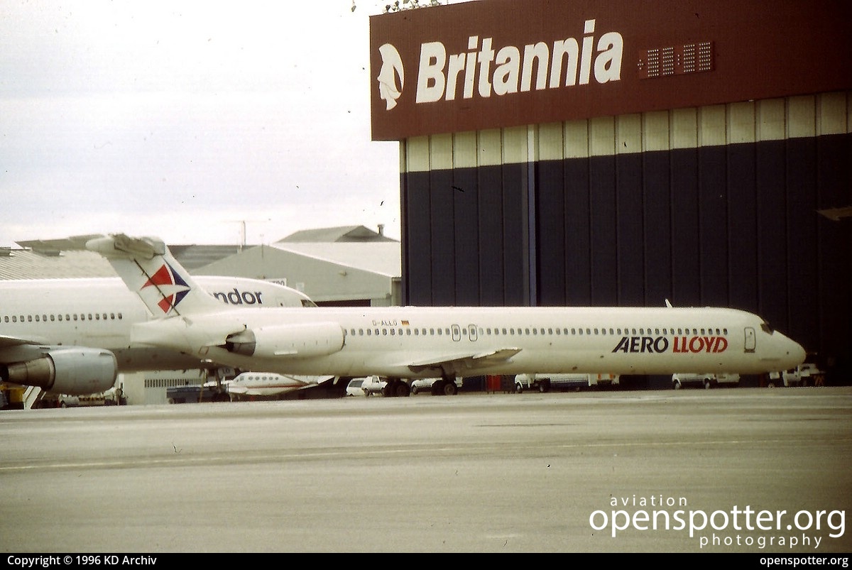 D-ALLO - Aero Lloyd McDonnell Douglas MD-83 at London Luton Airport (LTN/EGGW) taken by KD Archiv | openspotter.org | ID: 61096