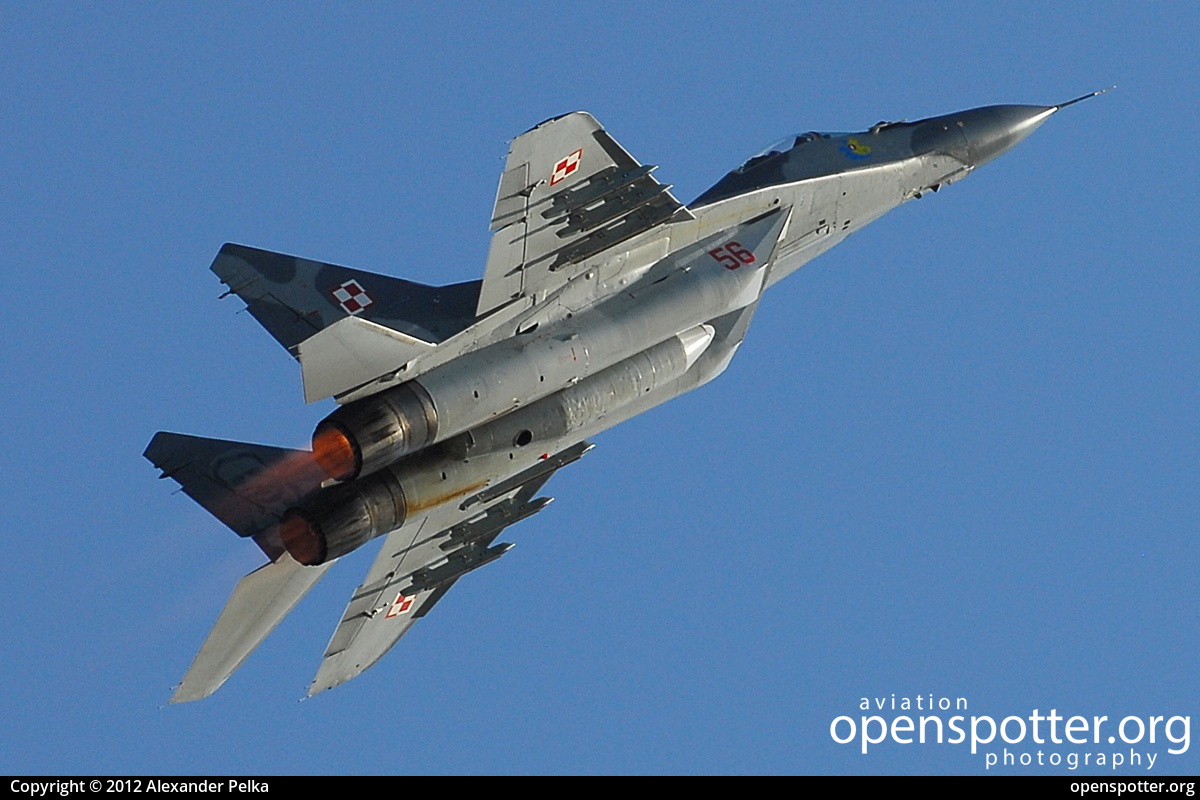 56 - Polish Air Force Mikoyan-Gurevich MiG-29A (9-12A) Fulcrum at Berlin-Schönefeld International Airport (SXF/EDDB) taken by Alexander Pelka | openspotter.org | ID: 10253