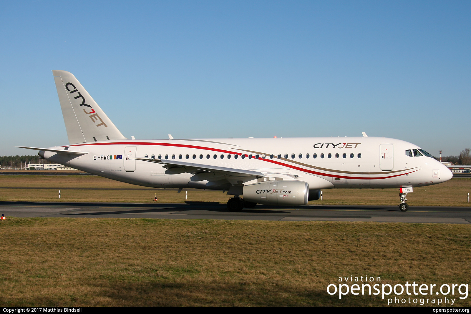 EI-FWC - CityJet Sukhoi Superjet 100-95B at Berlin-Tegel Airport (TXL/EDDT) taken by Matthias Bindseil | openspotter.org | ID: 41192