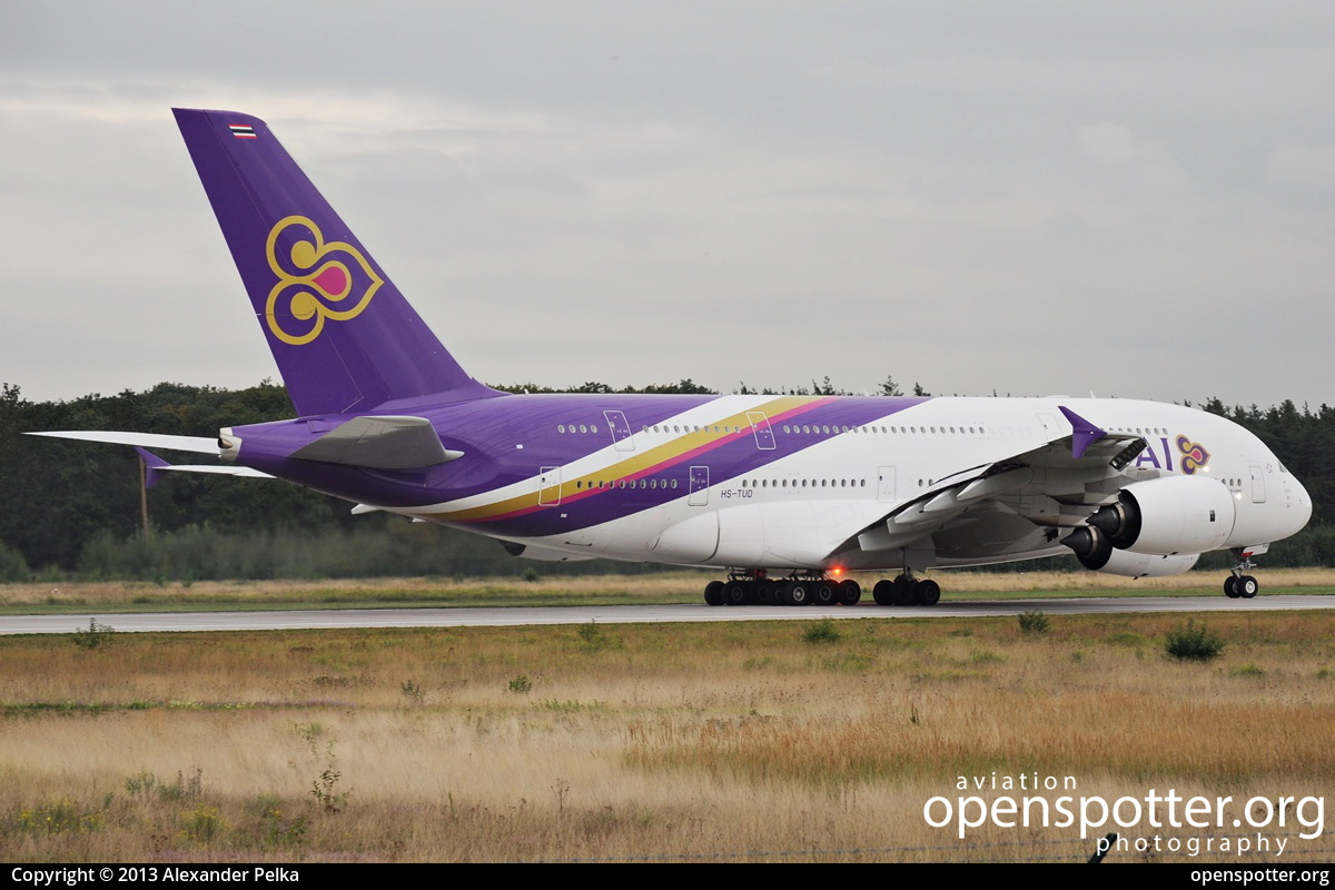 HS-TUD - Thai Airways International Airbus A380-841 at Frankfurt International Airport (FRA/EDDF) taken by Alexander Pelka | openspotter.org | ID: 9131