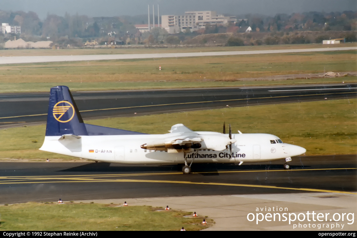 D-AFKN - Lufthansa CityLine Fokker F50 at Düsseldorf International Airport (DUS/EDDL) taken by Stephan Reinke (Archiv) | openspotter.org | ID: 51598