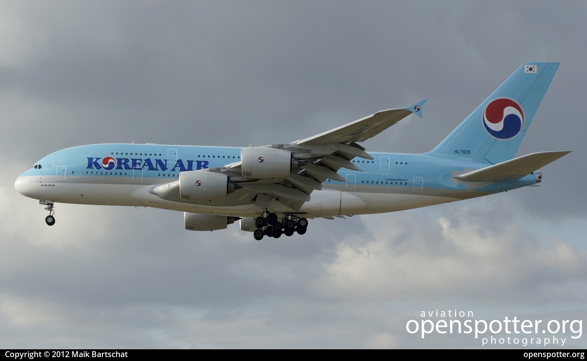 HL7615 - Korean Air Lines Airbus A380-861 at Frankfurt International Airport (FRA/EDDF) taken by Maik Bartschat | openspotter.org | ID: 4510