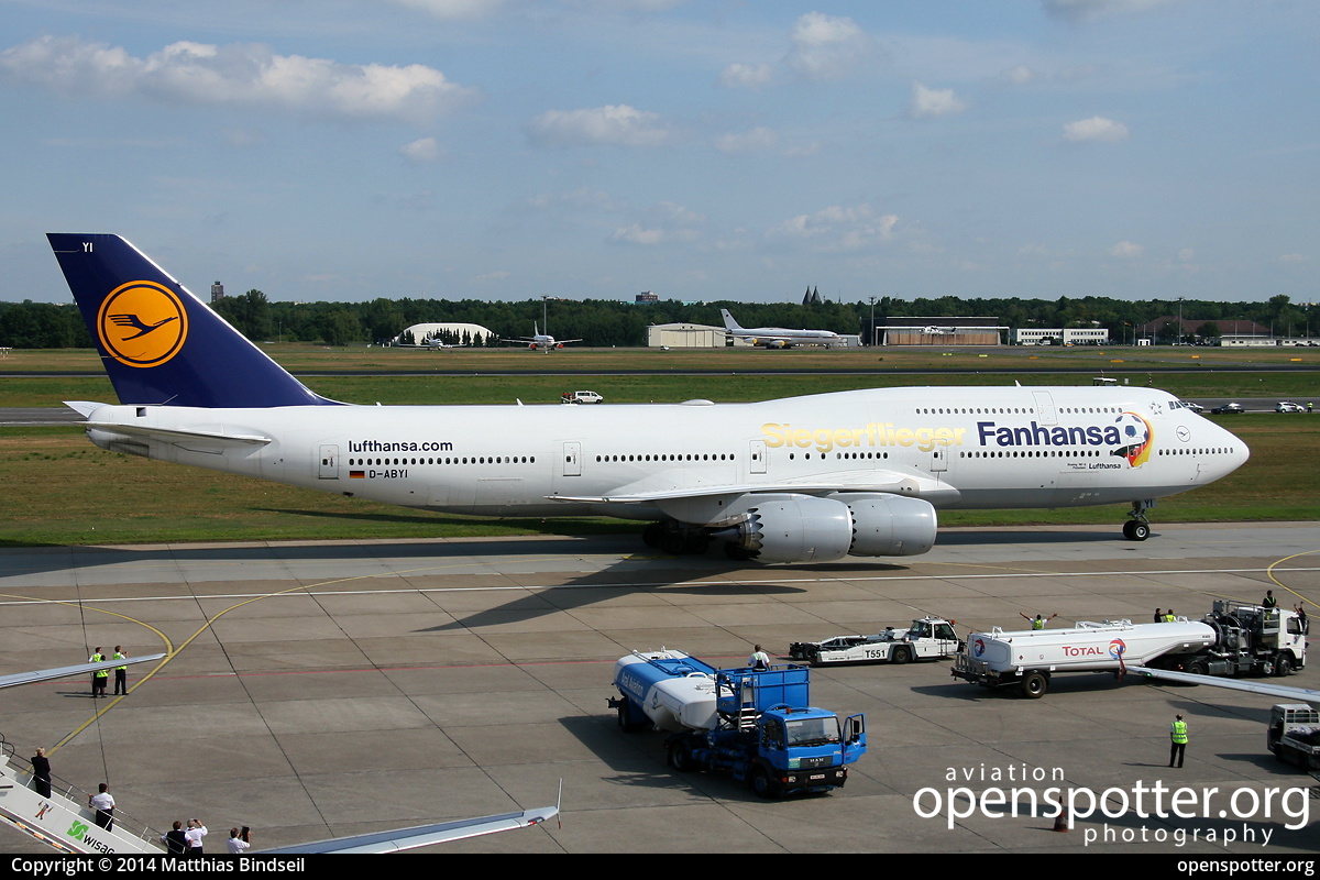 D-ABYI - Lufthansa Boeing 747-830 at Berlin-Tegel Airport (TXL/EDDT) taken by Matthias Bindseil | openspotter.org | ID: 17286