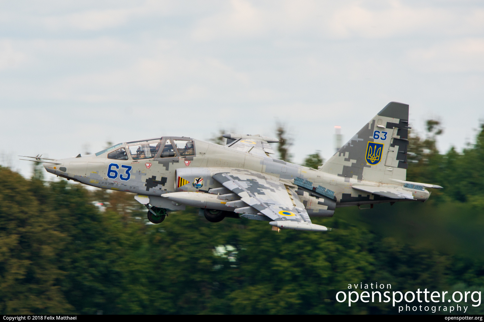 63 - Ukraine Air Force Sukhoi Su-25UB at Radom-Sadków Airport (RDO/EPRA) taken by Felix Matthaei | openspotter.org | ID: 56633