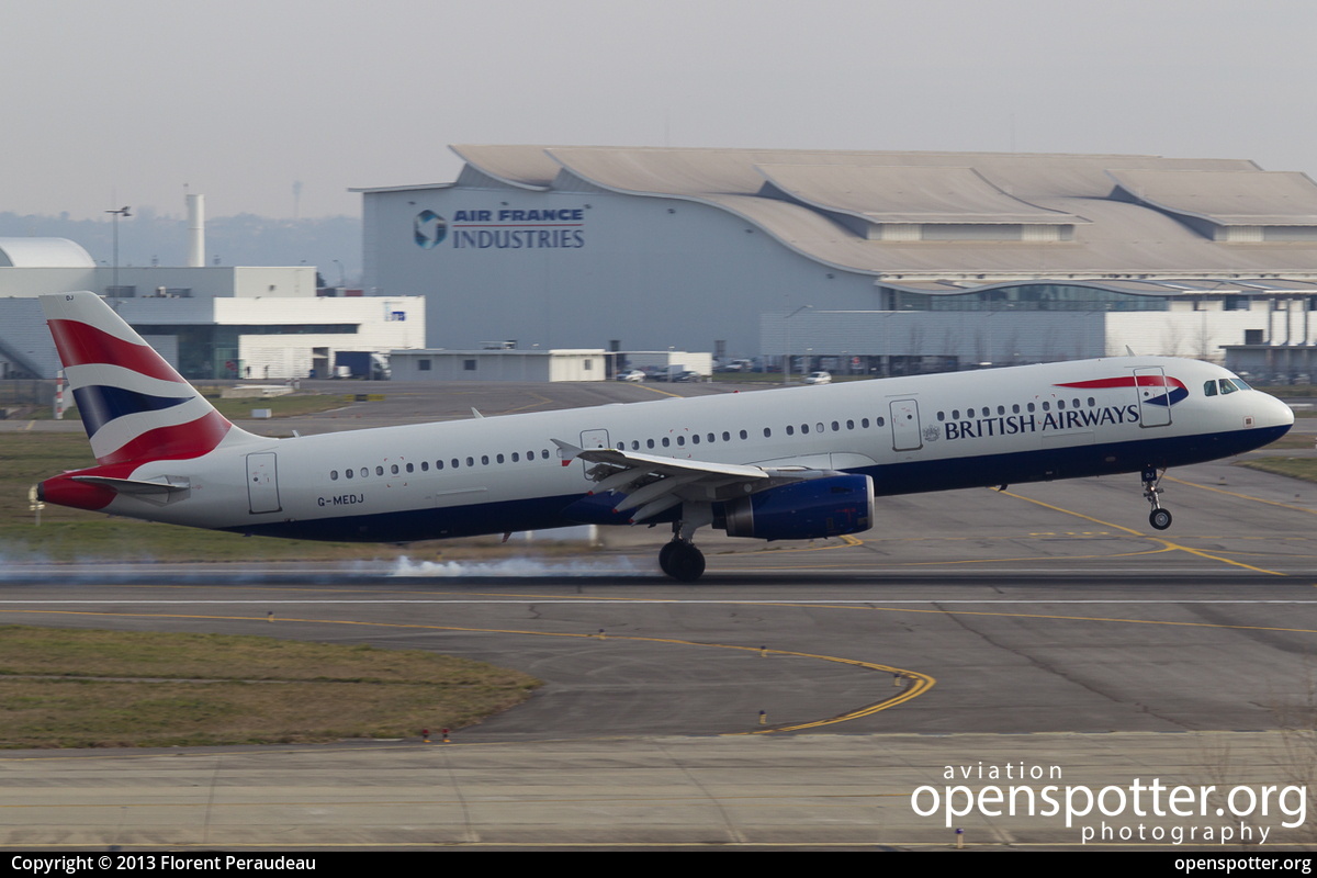 G-MEDJ - British Airways Airbus A321-231 at Toulouse Blagnac International Airport (TLS/LFBO) taken by Florent Peraudeau | openspotter.org | ID: 6519