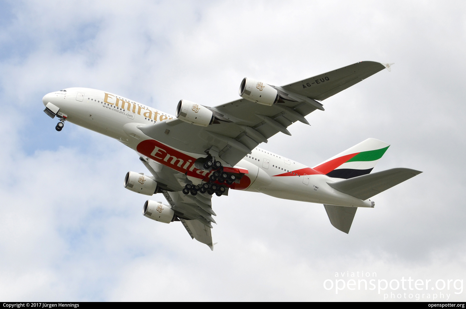AE-EUQ - Emirates Airbus A380-842 at Hamburg Finkenwerder Airport (XFW/EDHI) taken by Jürgen Hennings | openspotter.org | ID: 43197