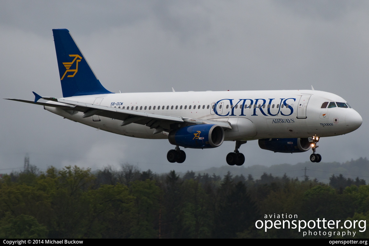 5B-DCM - Cyprus Airways Airbus A320-232 at Zurich International Airport (ZRH/LSZH) taken by Michael Buckow | openspotter.org | ID: 30544
