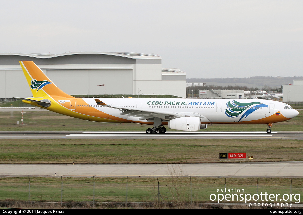 RP-C3343 - CEBU Pacific Air Airbus A330-343 at Toulouse Blagnac International Airport (TLS/LFBO) taken by Jacques Panas | openspotter.org | ID: 14458