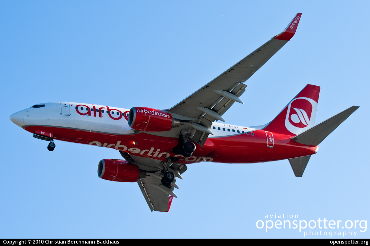 D-ABBT - Air Berlin Boeing 737-76N(WL) at Berlin-Tegel Airport (TXL/EDDT) taken by Christian Borchmann-Backhaus | openspotter.org | ID: 105
