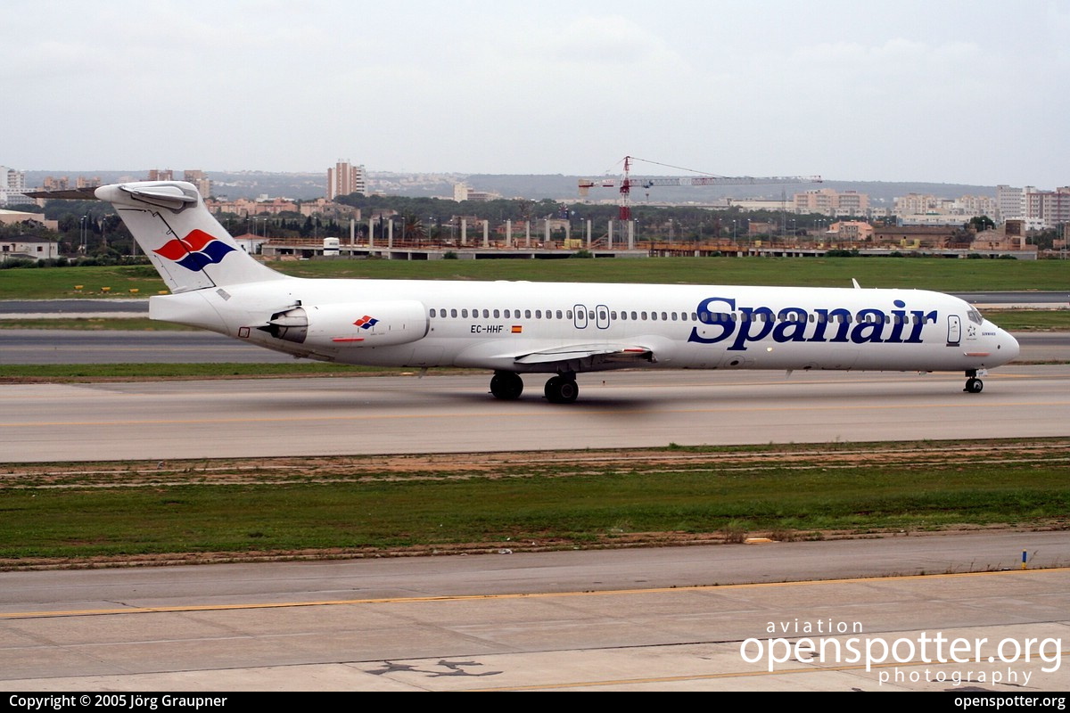 EC-HHF - Spanair McDonnell Douglas MD-82 at Palma de Mallorca Airport (Son Sant Joan Airport) (PMI/LEPA) taken by Jörg Graupner | openspotter.org | ID: 5247