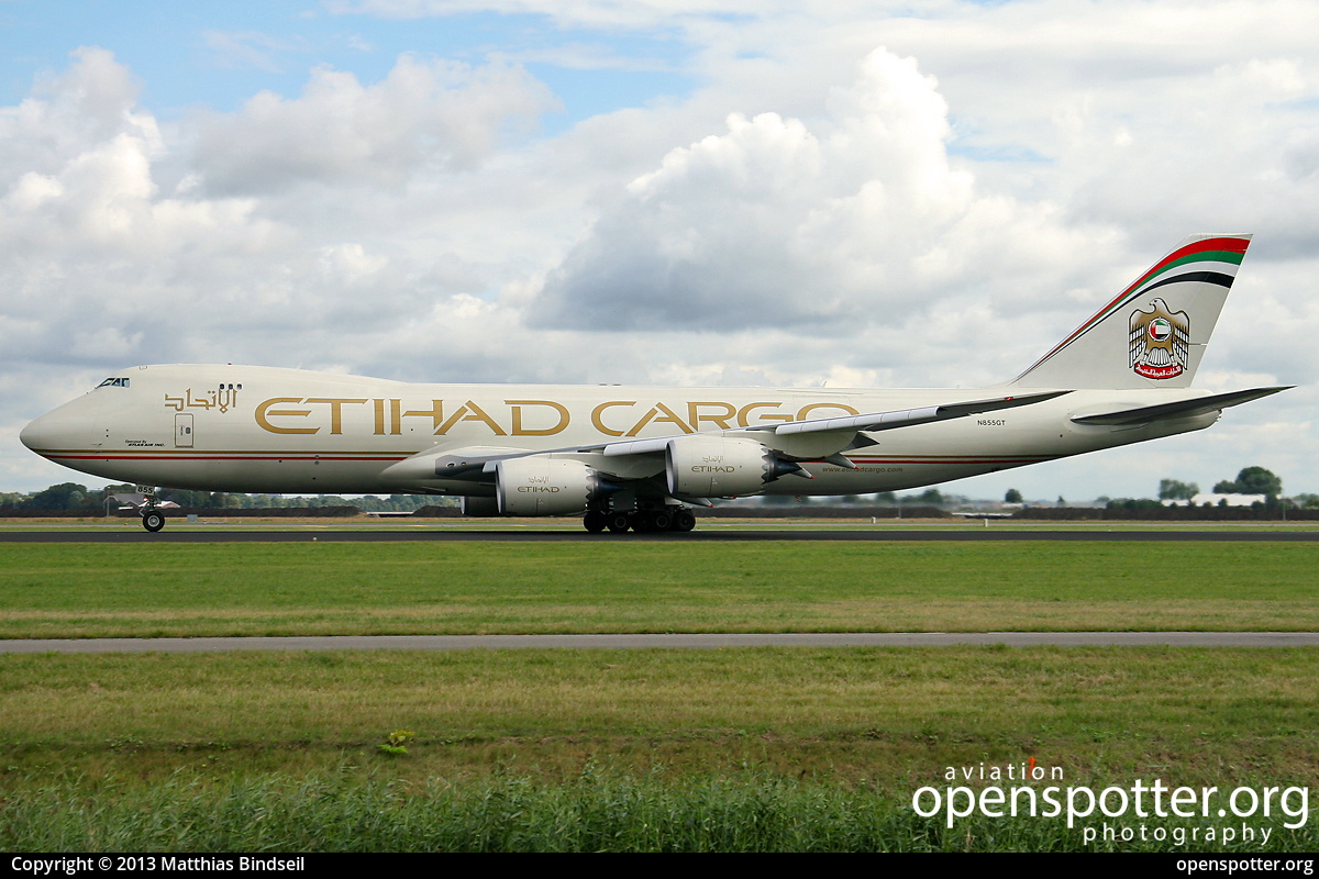 N855GT - Etihad Airways Boeing 747-87UF at Schiphol Airport (AMS/EHAM) taken by Matthias Bindseil | openspotter.org | ID: 13446
