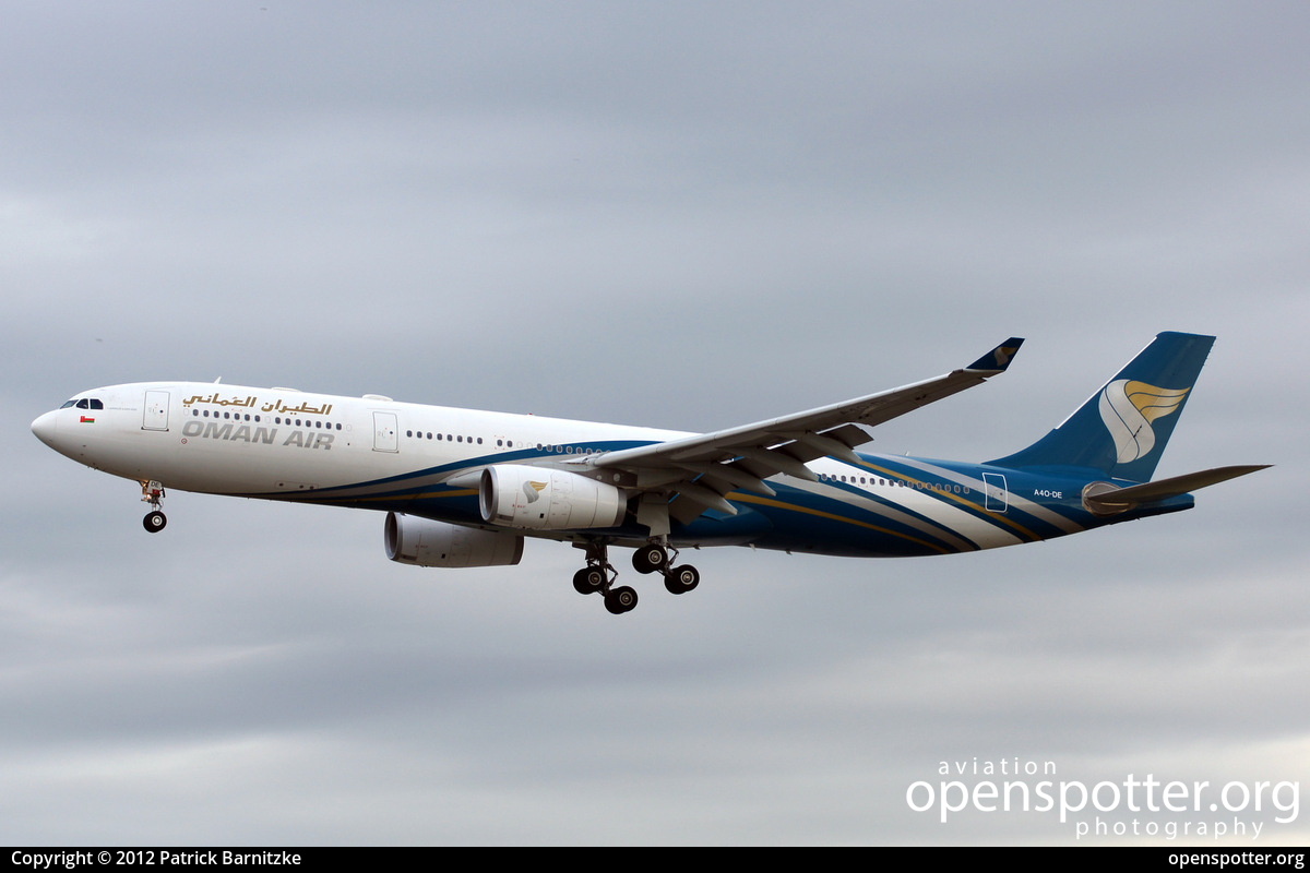 A4O-DE - Oman Air Airbus A330-343X at Frankfurt International Airport (FRA/EDDF) taken by Patrick Barnitzke | openspotter.org | ID: 3783