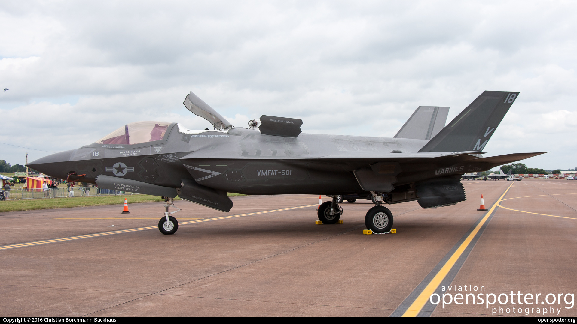 168726 - US Marine Corps (USMC) Lockheed Martin F-35B Lightning II at RAF Fairford (FFD/EGVA) taken by Christian Borchmann-Backhaus | openspotter.org | ID: 66319
