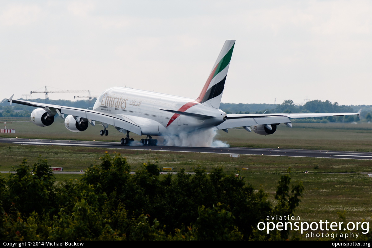 A6-EEV - Emirates Airbus A380-861 at Berlin-Schönefeld International Airport (SXF/EDDB) taken by Michael Buckow | openspotter.org | ID: 16181
