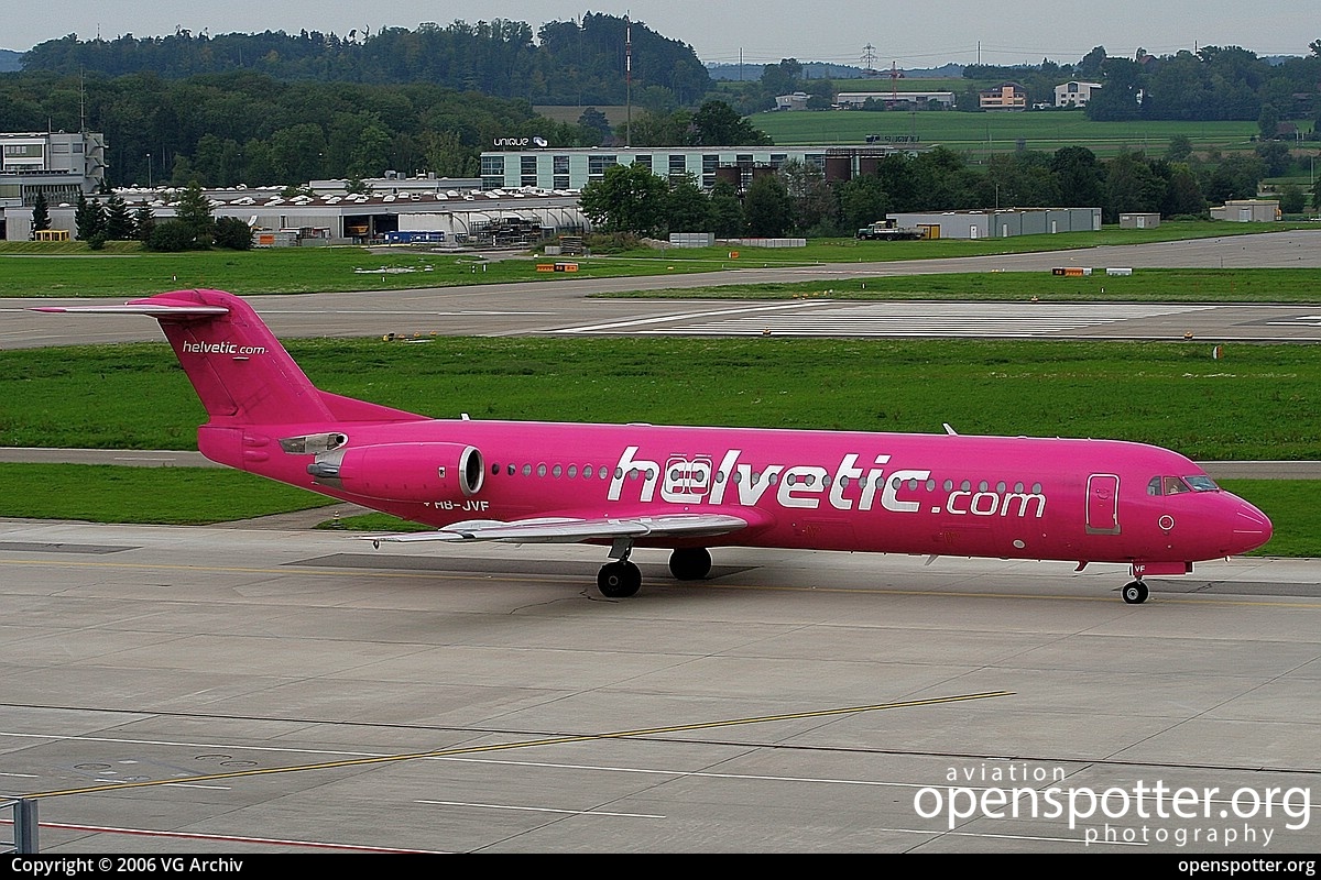 HB-JVF - Helvetic Airways Fokker F100 at Zurich International Airport (ZRH/LSZH) taken by VG Archiv | openspotter.org | ID: 68912