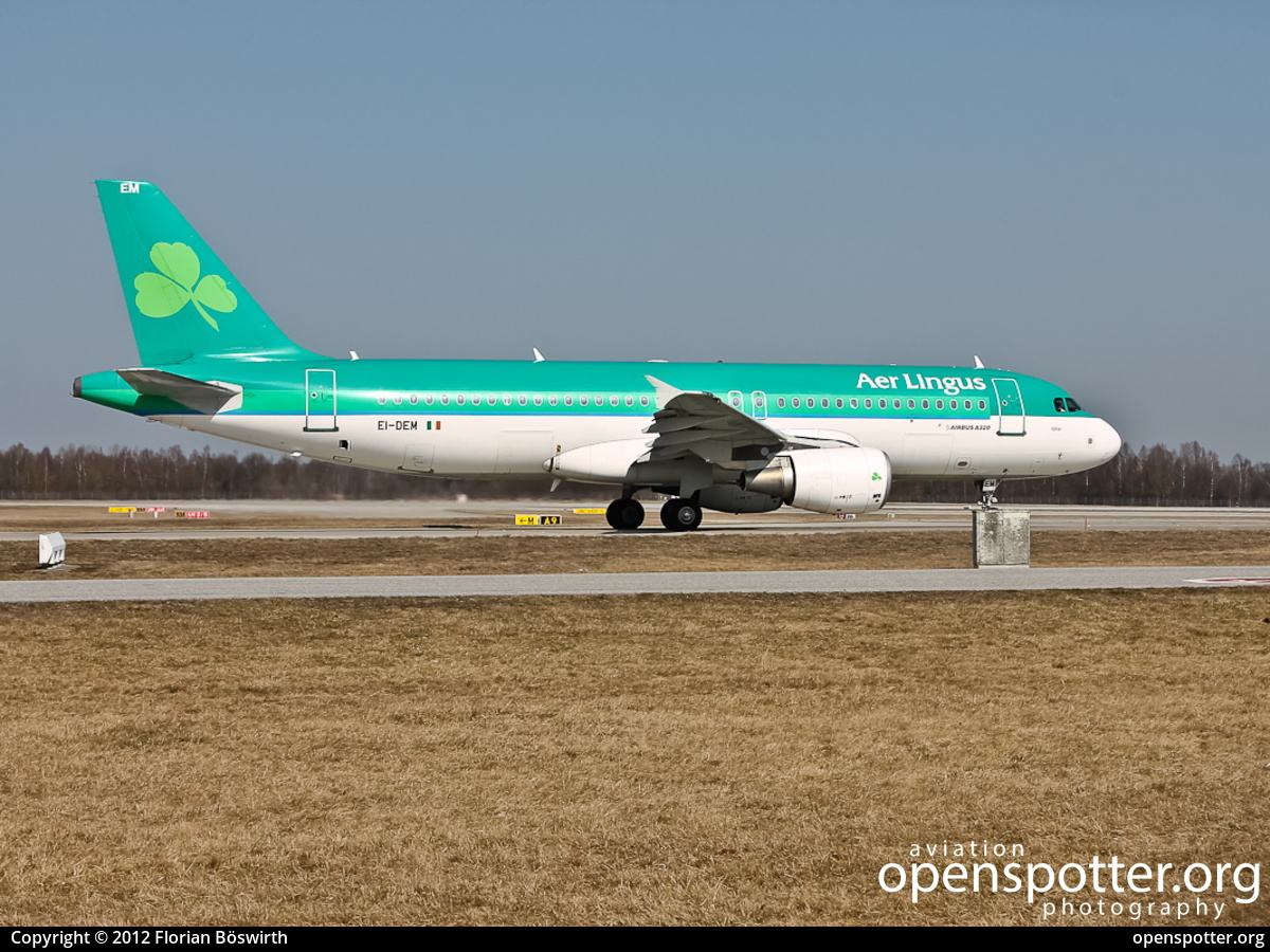 EI-DEM - Aer Lingus Airbus A320-214 at Franz Josef Strauss International Airport (MUC/EDDM) taken by Florian Böswirth | openspotter.org | ID: 2430