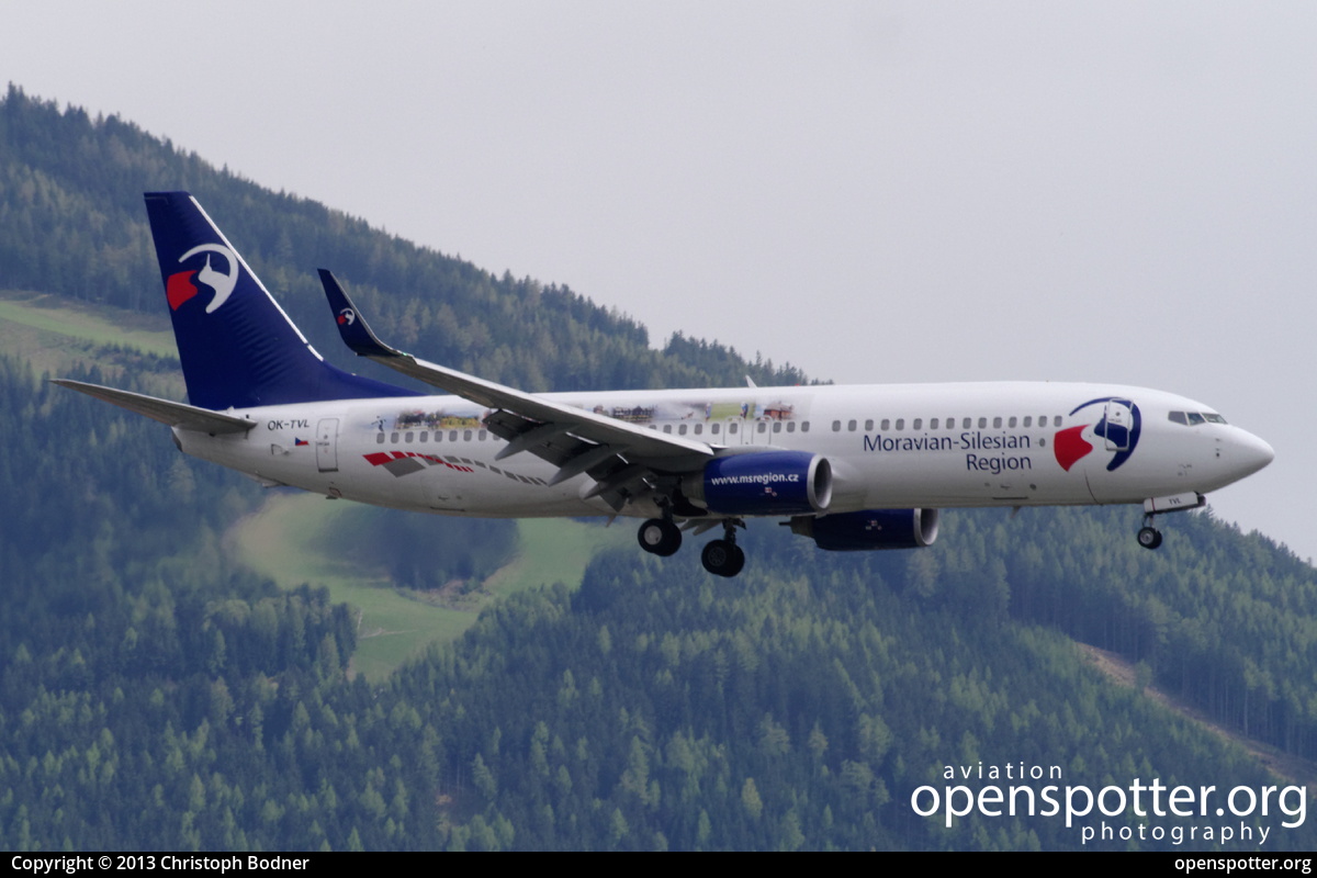 OK-TVL - Travel Service Boeing 737-8FN(WL) at Innsbruck Airport (Kranebitten Airport) (INN/LOWI) taken by Christoph Bodner | openspotter.org | ID: 7094