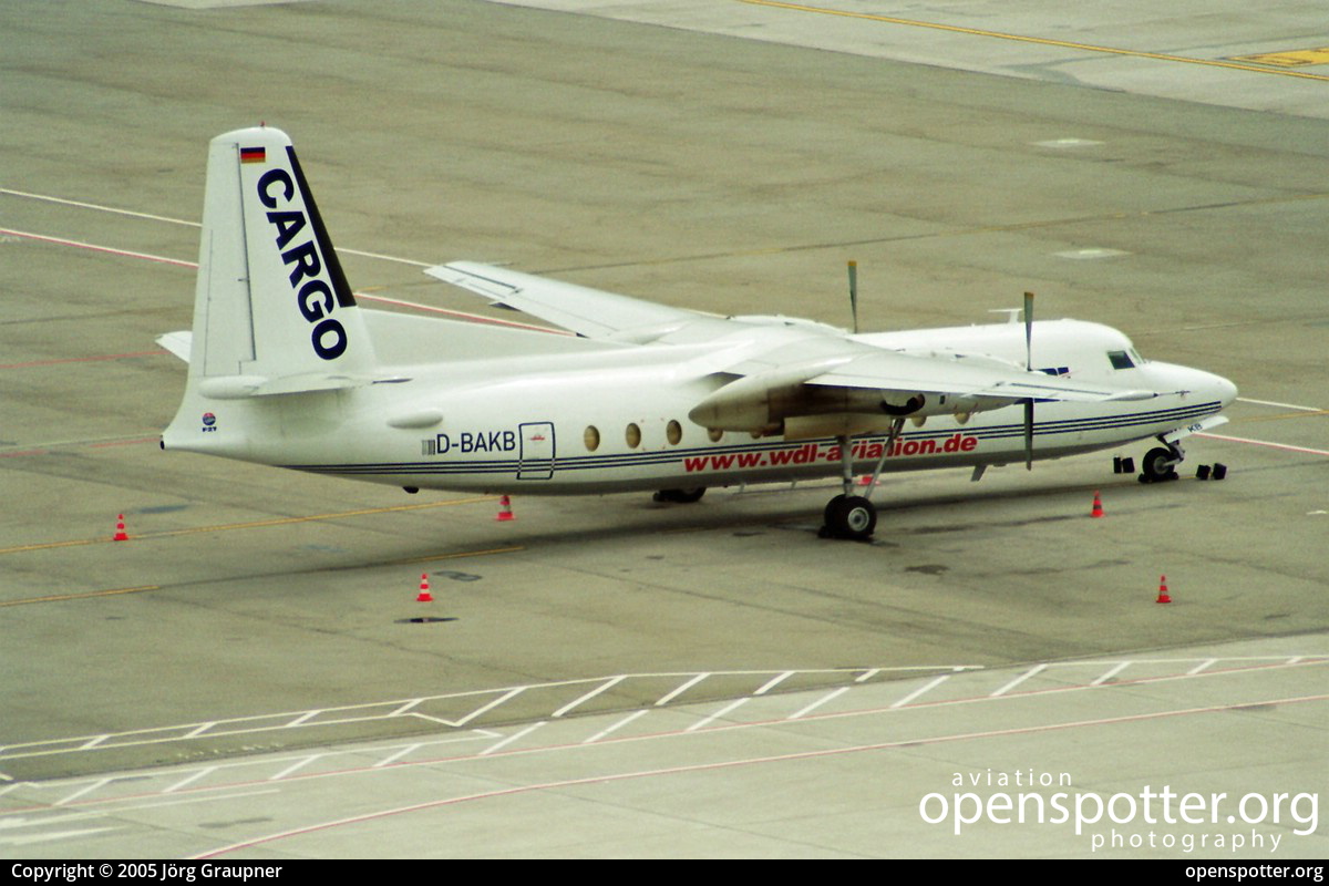 D-BAKB - WDL Aviation Fokker F27-600 Friendship at Zurich International Airport (ZRH/LSZH) taken by Jörg Graupner | openspotter.org | ID: 13418