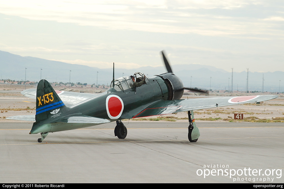 NX712Z - Commemorative Air Force Mitsubishi A6M3 Zero Model 22 at Nellis Air Force Base (LSV/KLSV) taken by Roberto Riccardi | openspotter.org | ID: 41385
