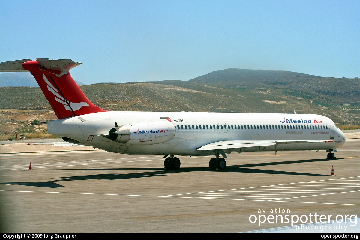 JY-JRC - Meelad Air McDonnell Douglas MD-83 at Heraklion International Airport, Nikos Kazantzakis (HER/LGIR) taken by Jörg Graupner | openspotter.org | ID: 8732