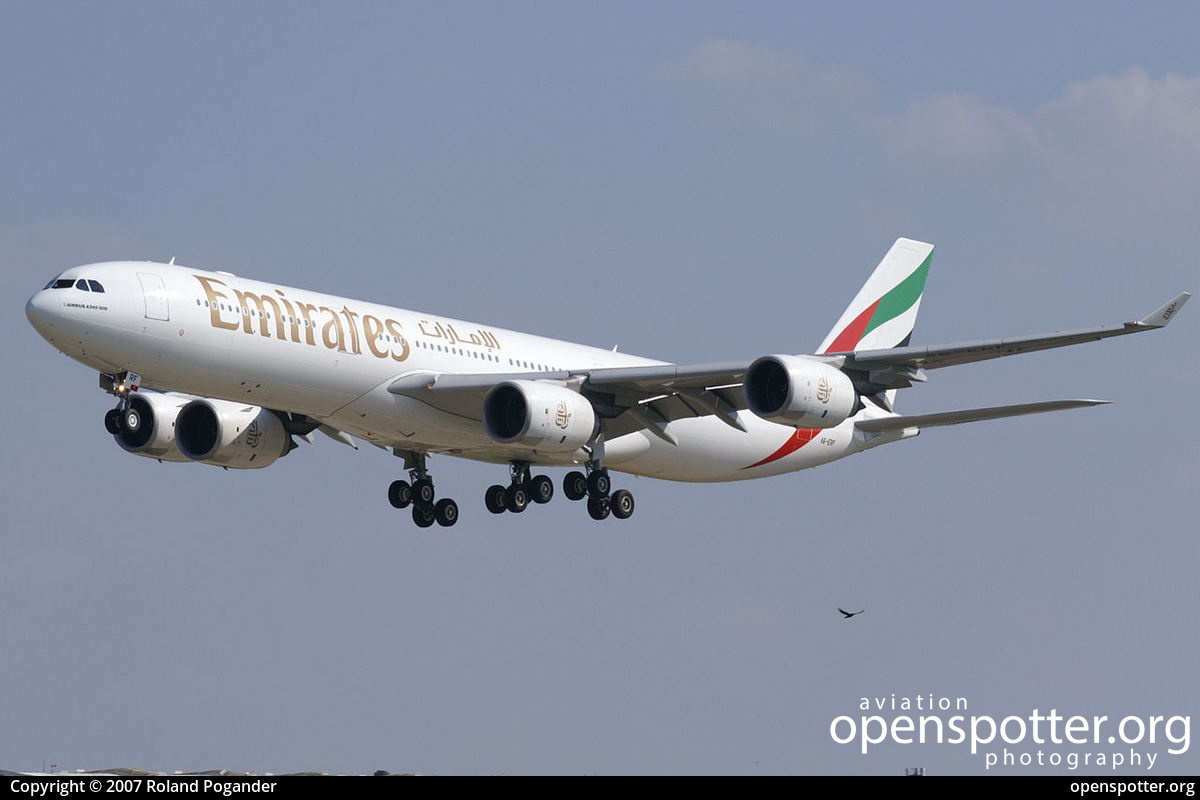 A6-ERF - Emirates Airbus A340-541 at Hamburg Airport (Fuhlsbüttel Airport) (HAM/EDDH) taken by Roland Pogander | openspotter.org | ID: 3228