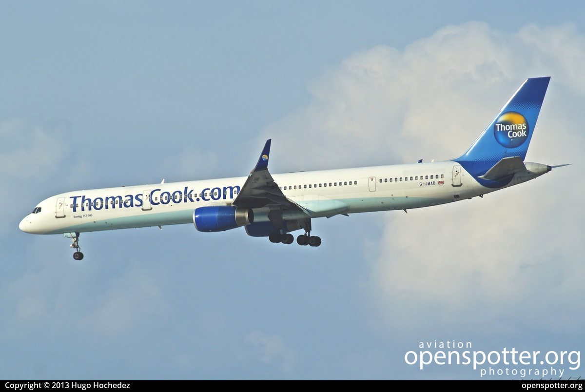 G-JMAB - Thomas Cook Airlines Boeing 757-3CQ(WL) at Heraklion International Airport, Nikos Kazantzakis (HER/LGIR) taken by Hugo Hochedez | openspotter.org | ID: 7553