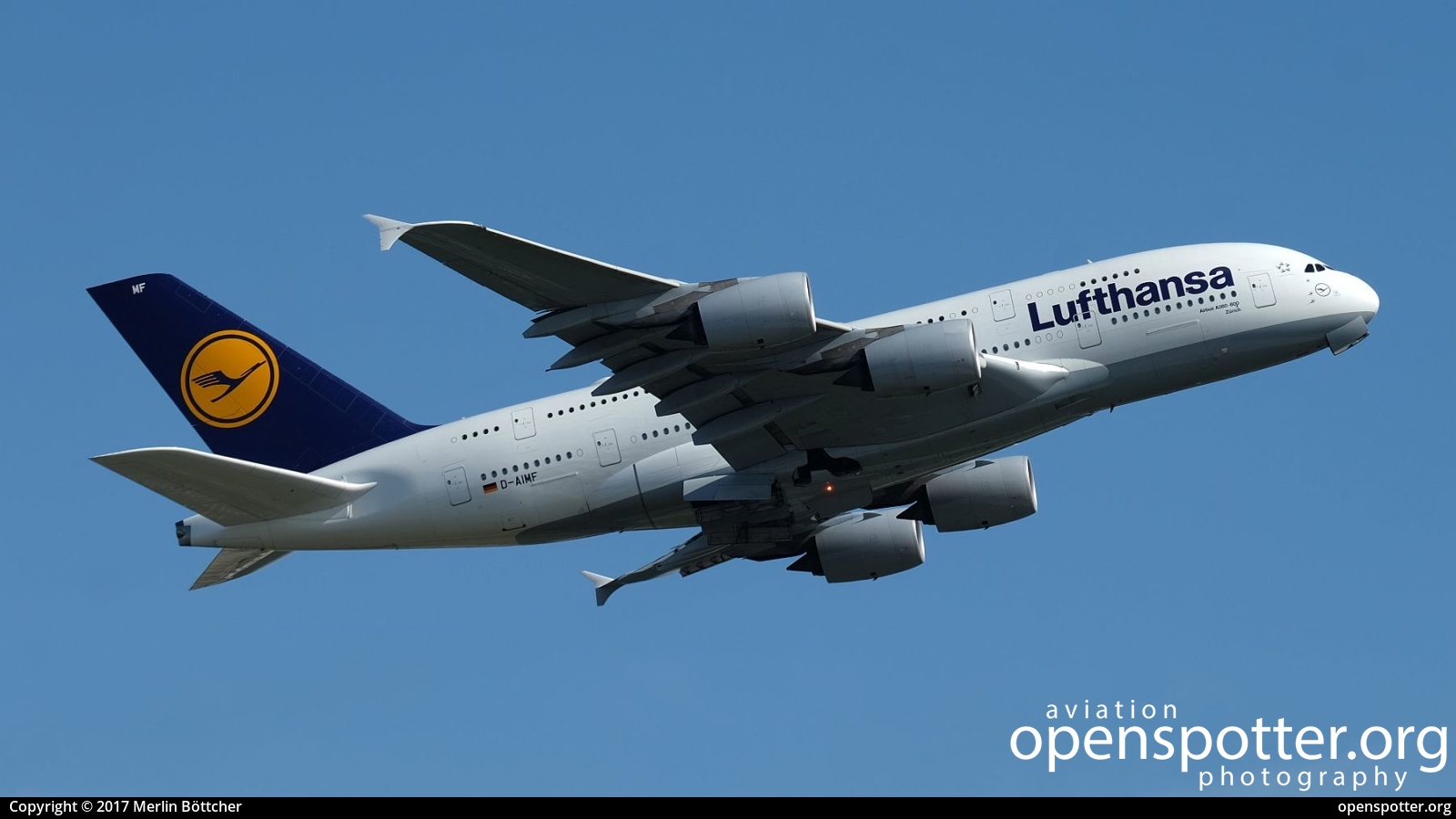 D-AIMF - Lufthansa Airbus A380-841 at Frankfurt International Airport (FRA/EDDF) taken by Merlin Böttcher | openspotter.org | ID: 43165