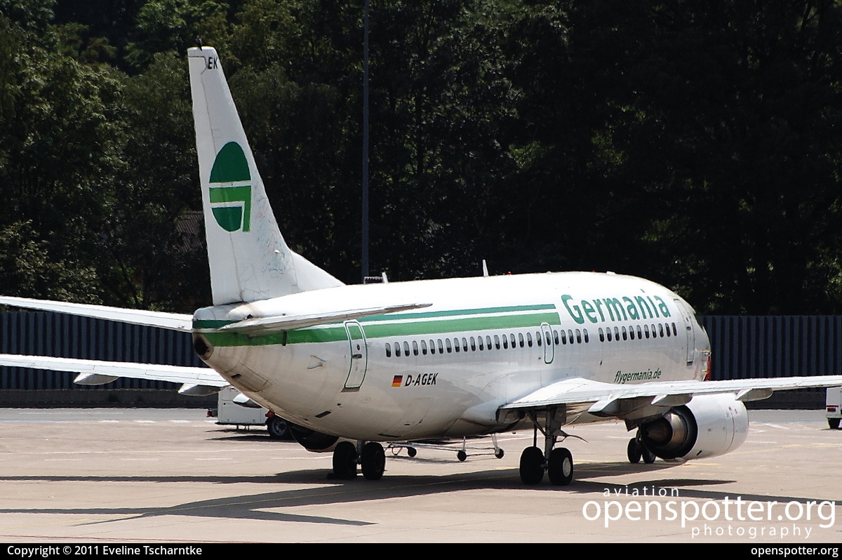 D-AGEK - Germania Boeing 737-3M8 at Berlin-Tegel Airport (TXL/EDDT) taken by Eveline Tscharntke | openspotter.org | ID: 1377