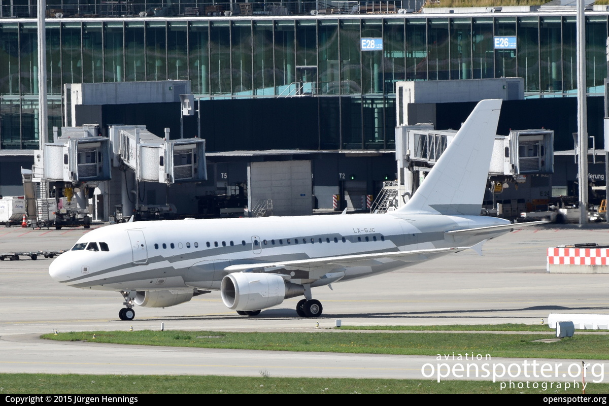 LX-GJC - Global Jet Luxembourg Airbus A318-112 Elite at Zurich International Airport (ZRH/LSZH) taken by Jürgen Hennings | openspotter.org | ID: 32812
