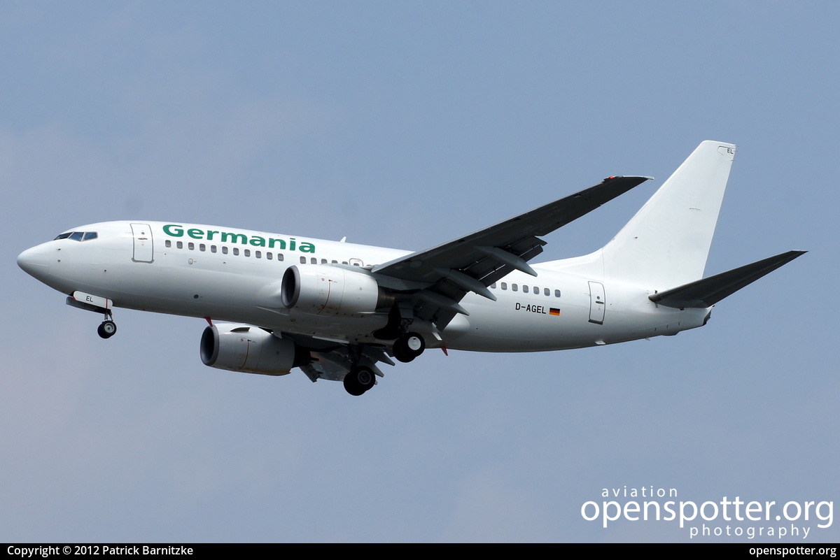 D-AGEL - Germania Boeing 737-75B at Berlin-Tegel Airport (TXL/EDDT) taken by Patrick Barnitzke | openspotter.org | ID: 3760