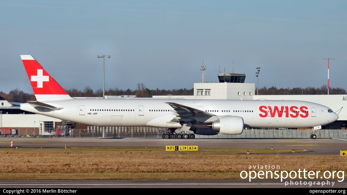 HB-JNF - Swiss Boeing 777-300ER at Hanover-Langenhagen Airport (HAJ/EDDV) taken by Merlin Böttcher | openspotter.org | ID: 37234