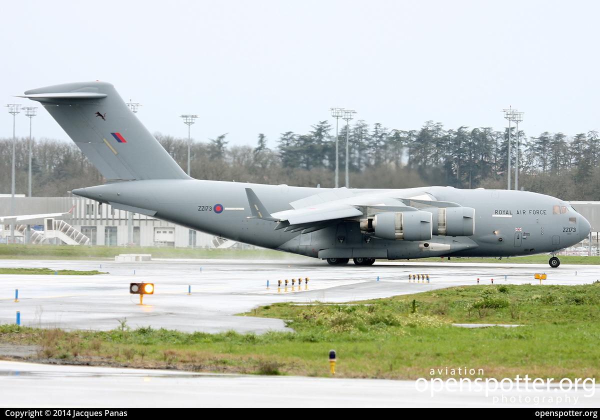 ZZ173 - Royal Air Force Boeing CC-177 Globemaster III (C-17A) at Toulouse Blagnac International Airport (TLS/LFBO) taken by Jacques Panas | openspotter.org | ID: 14462