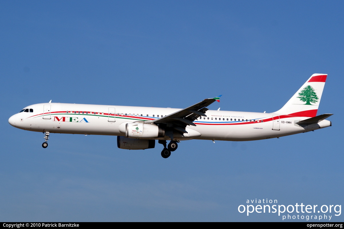OD-RMH - Middle East Airlines Airbus A321-231 at Frankfurt International Airport (FRA/EDDF) taken by Patrick Barnitzke | openspotter.org | ID: 38783
