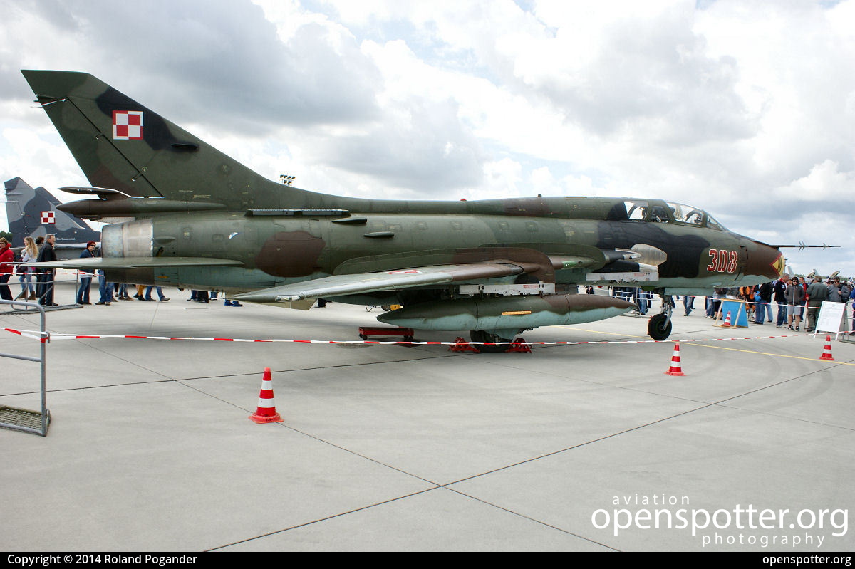 308 - Polish Air Force Sukhoi Su-22UM3K at Rostock-Laage Airport (RLG/ENTL) taken by Roland Pogander | openspotter.org | ID: 20310