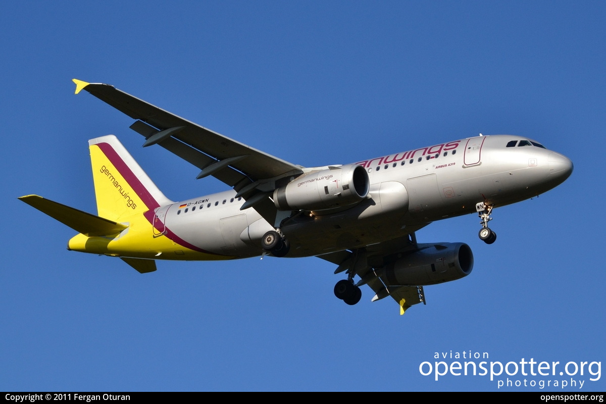 D-AGWN - Germanwings Airbus A319-132 at Cologne Bonn Airport (Köln/Bonn - Konrad Adenauer) (CGN/EDDK) taken by Fergan Oturan | openspotter.org | ID: 2763