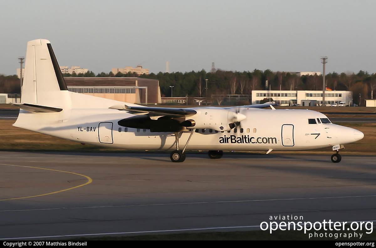 YL-BAV - Air Baltic Fokker F50 at Berlin-Tegel Airport (TXL/EDDT) taken by Matthias Bindseil | openspotter.org | ID: 15787
