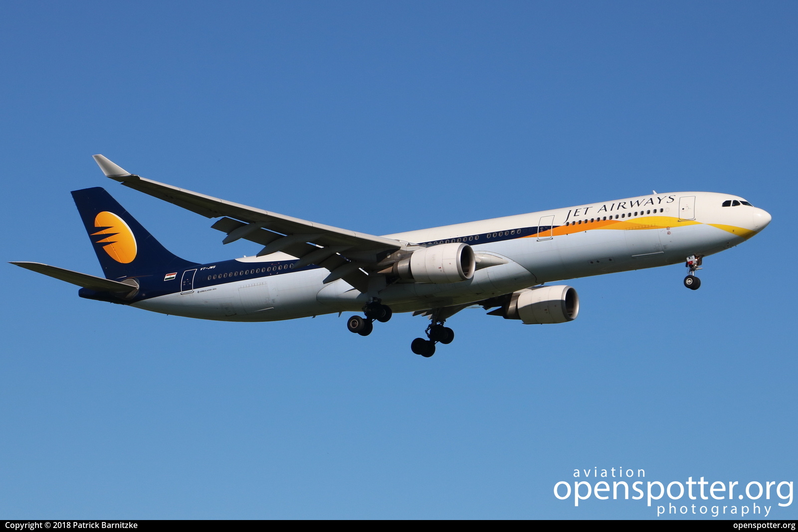 VT-JWS - Jet Airways Airbus A330-302 at Schiphol Airport (AMS/EHAM) taken by Patrick Barnitzke | openspotter.org | ID: 53951
