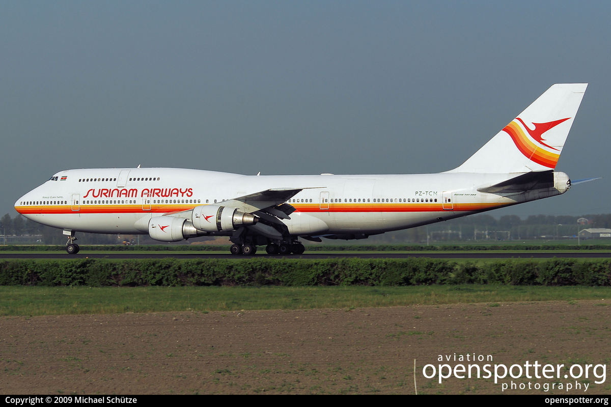 PZ-TCM - Surinam Airways Boeing 747-306(M) at Schiphol Airport (AMS/EHAM) taken by Michael Schütze | openspotter.org | ID: 8125