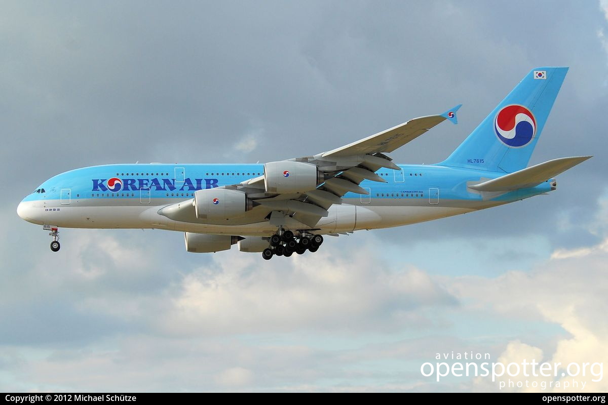 HL7615 - Korean Air Lines Airbus A380-861 at Frankfurt International Airport (FRA/EDDF) taken by Michael Schütze | openspotter.org | ID: 6181