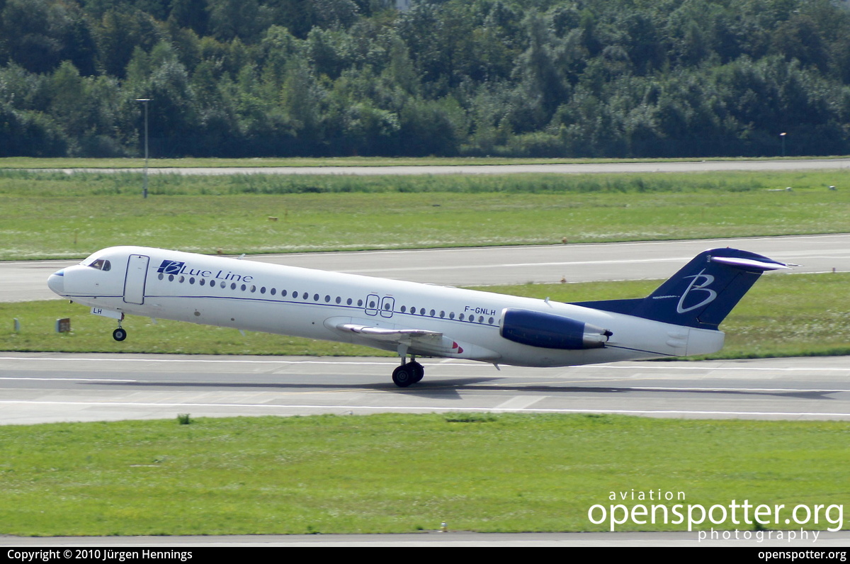 F-GNLH - Blue Line Fokker F100 at Zurich International Airport (ZRH/LSZH) taken by Jürgen Hennings | openspotter.org | ID: 32801