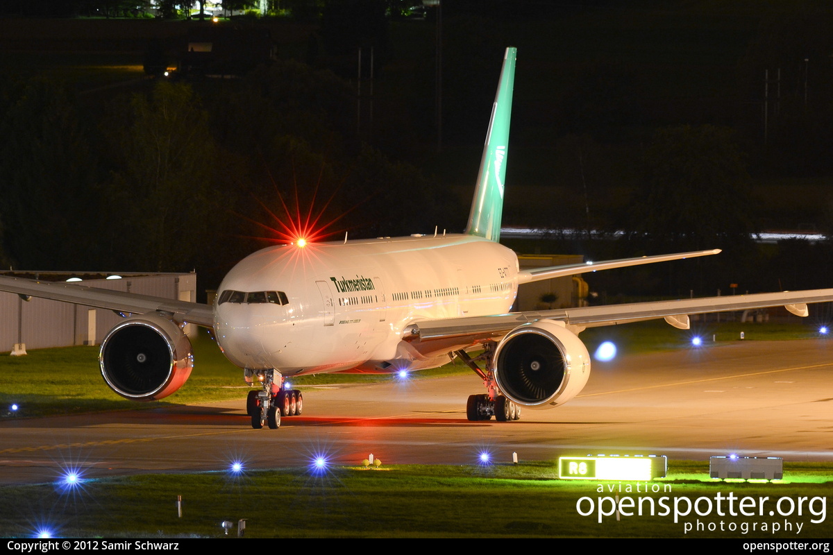 EZ-A777 - Turkmenistan Airlines Boeing 777-22K(LR) at Zurich International Airport (ZRH/LSZH) taken by Samir Schwarz | openspotter.org | ID: 4627