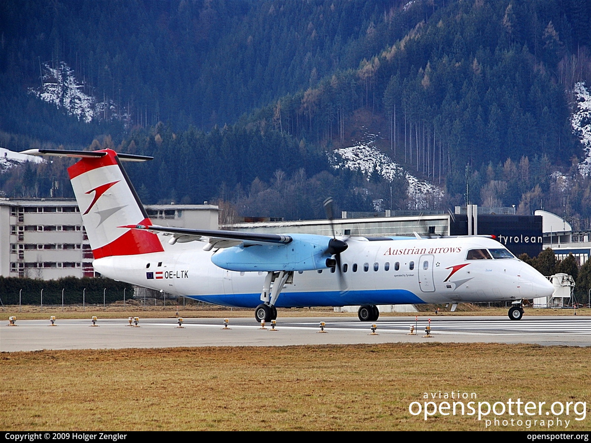OE-LTK - Austrian Arrows De Havilland Canada DHC-8-314Q Dash 8 at Innsbruck Airport (Kranebitten Airport) (INN/LOWI) taken by Holger Zengler | openspotter.org | ID: 11314