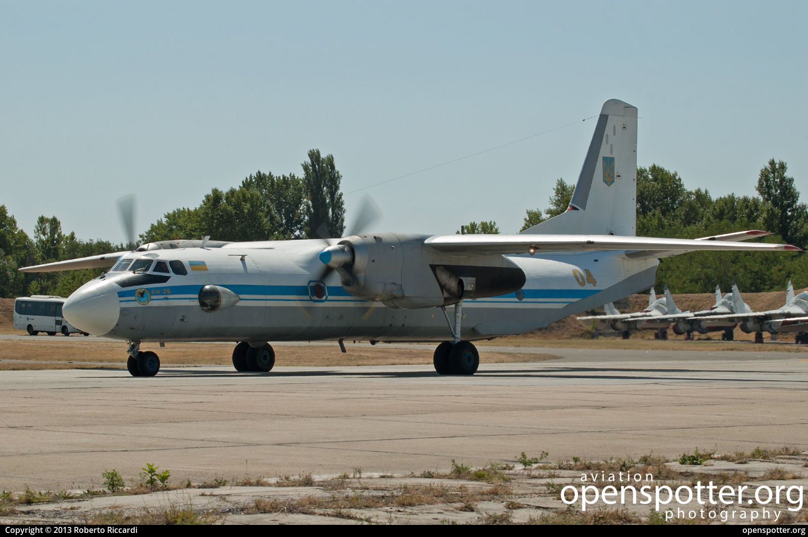 04 YELLOW - Ukraine Air Force Antonov An-26 at Kecskemét Air Base (LHKE) taken by Roberto Riccardi | openspotter.org | ID: 66618