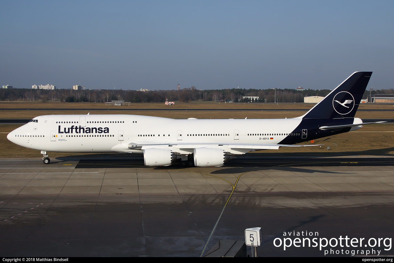 D-ABYA - Lufthansa Boeing 747-830 at Berlin-Tegel Airport (TXL/EDDT) taken by Matthias Bindseil | openspotter.org | ID: 54167