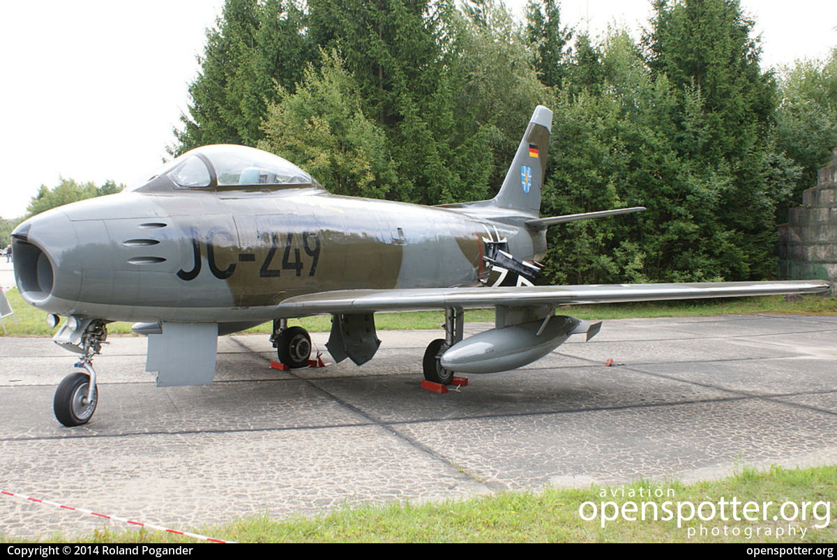 JC-249 - German Air Force (Luftwaffe) North American F-86F Sabre at Rostock-Laage Airport (RLG/ENTL) taken by Roland Pogander | openspotter.org | ID: 20355